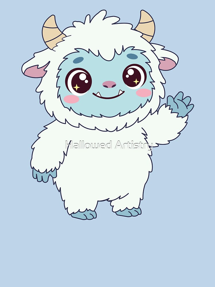 Cute Kawaii Yeti Waving Hello | Cryptid Abominable Snowman by Hallowed Artistry