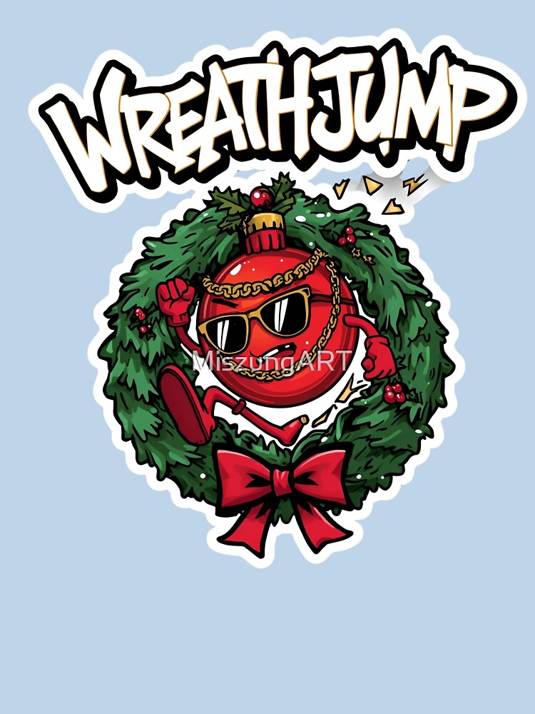 Wreath Jump Christmas Ornament – Fun Holiday Door Art by MiszungART
