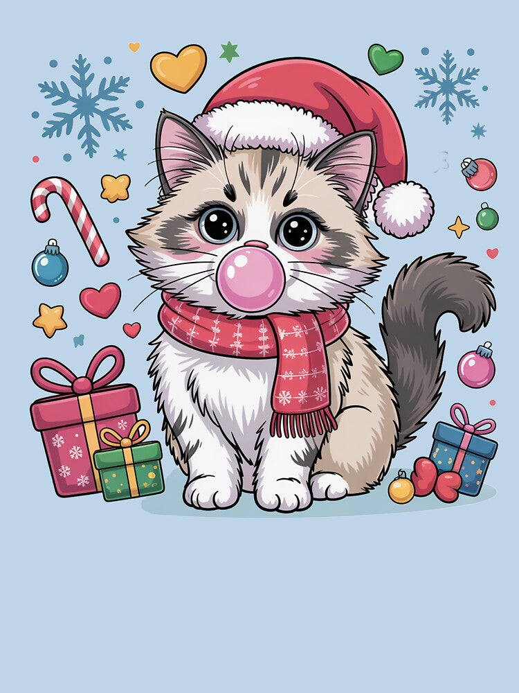 Ragdoll cat merry Christmas Blowing gum by kaka8888