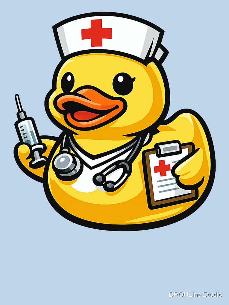Funny Nurse Rubber Duck Cartoon Medical Nurse Duck by BROHLine Studio