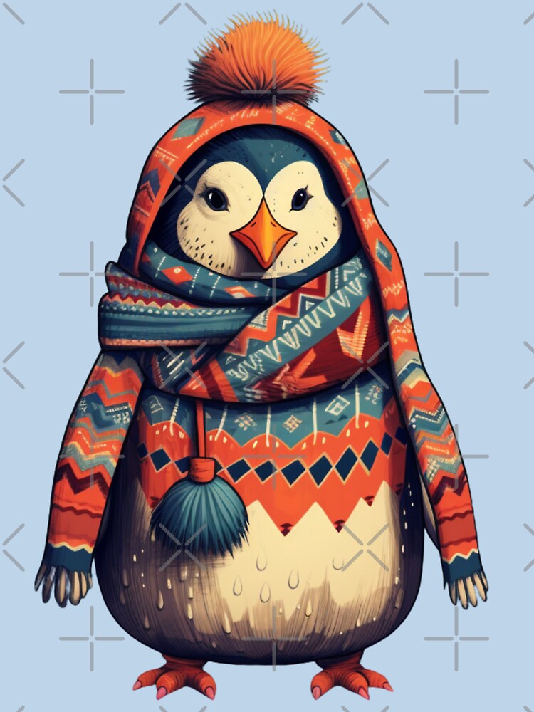 Arctic Chic: Cozy Penguin in Aztec Sweater by minjagoods