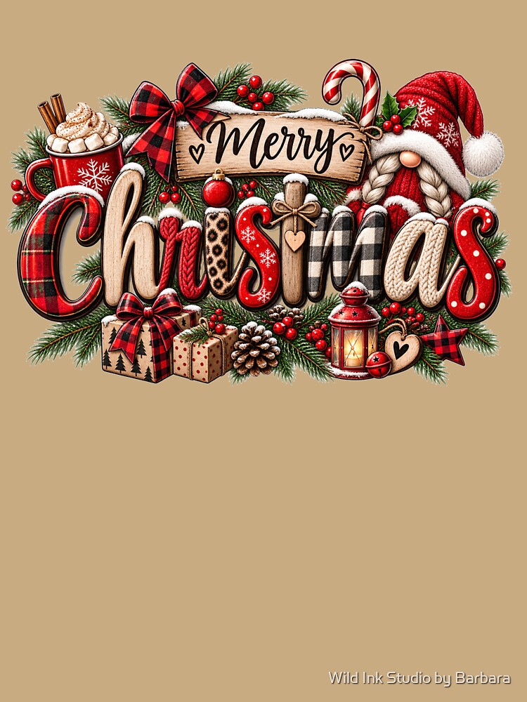 Cozy Merry Christmas Gnome Holiday Design by Wild Ink Studio by Barbara