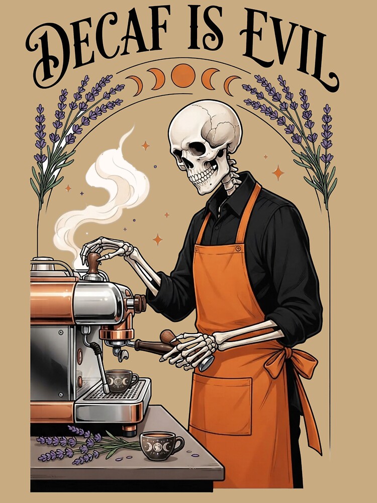 Decaf Is Evil Skeleton Barista Coffee by SayMaria