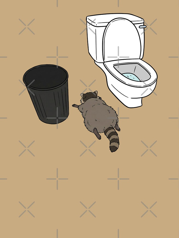 Hungover Raccoon Bathroom Meme – Funny Trash Panda Illustration by SimplyJasper