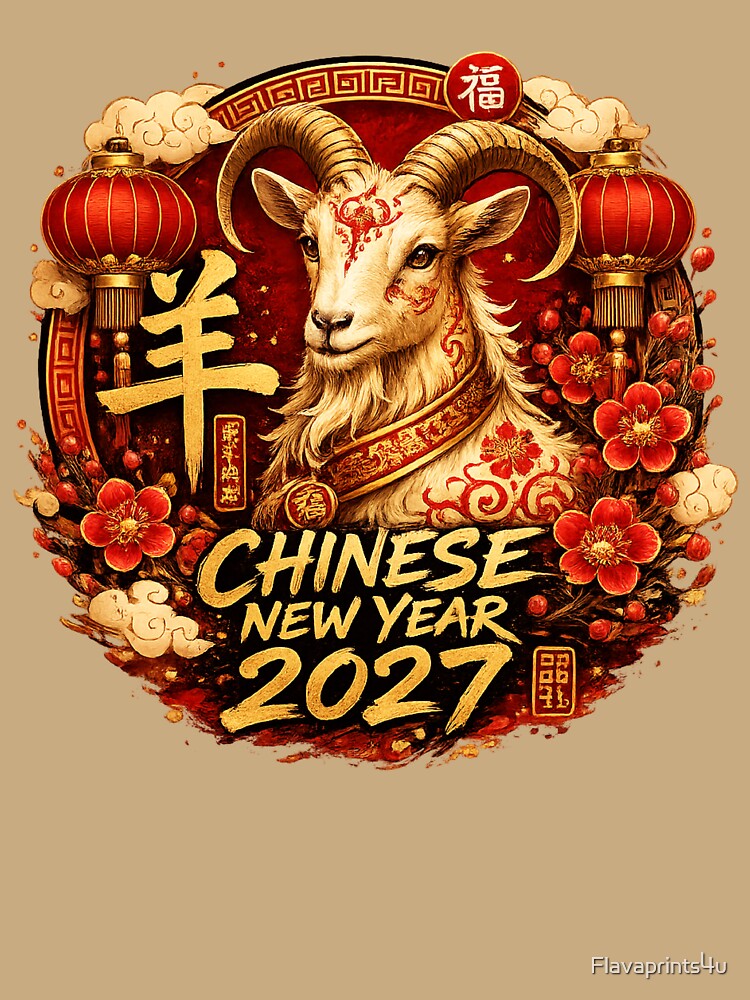 Chinese New Year 2027 | Year of the Goat Lucky Round Emblem by Flavaprints4u