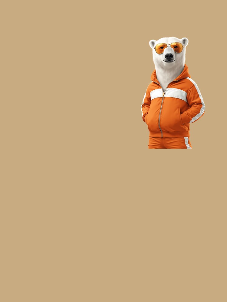 Cool Polar Bear in Golden Aviator Sunglasses and Tracksuit – Bold Digital Art by PixelVibe782