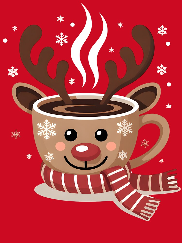 Cute Coffee, Coffee lover, Cozy Holiday, Cute Christmas, Rudolph Coffee, Winter Mug Design, Gift by elikatti