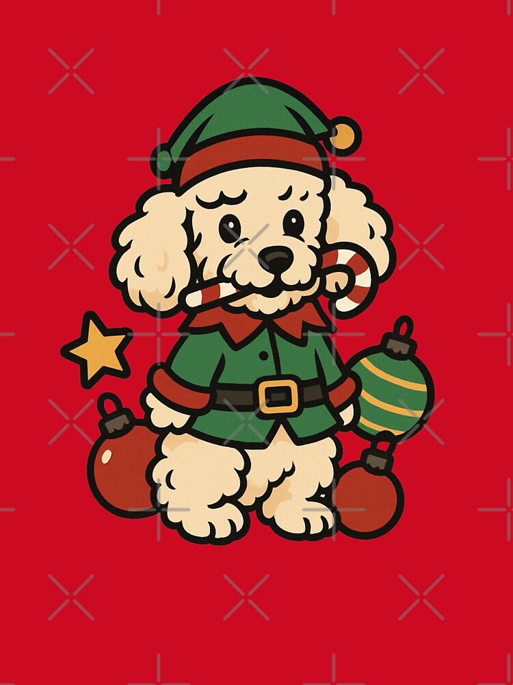 Cute Christmas Elf Poodle | Fluffy Holiday Dog by Shtex