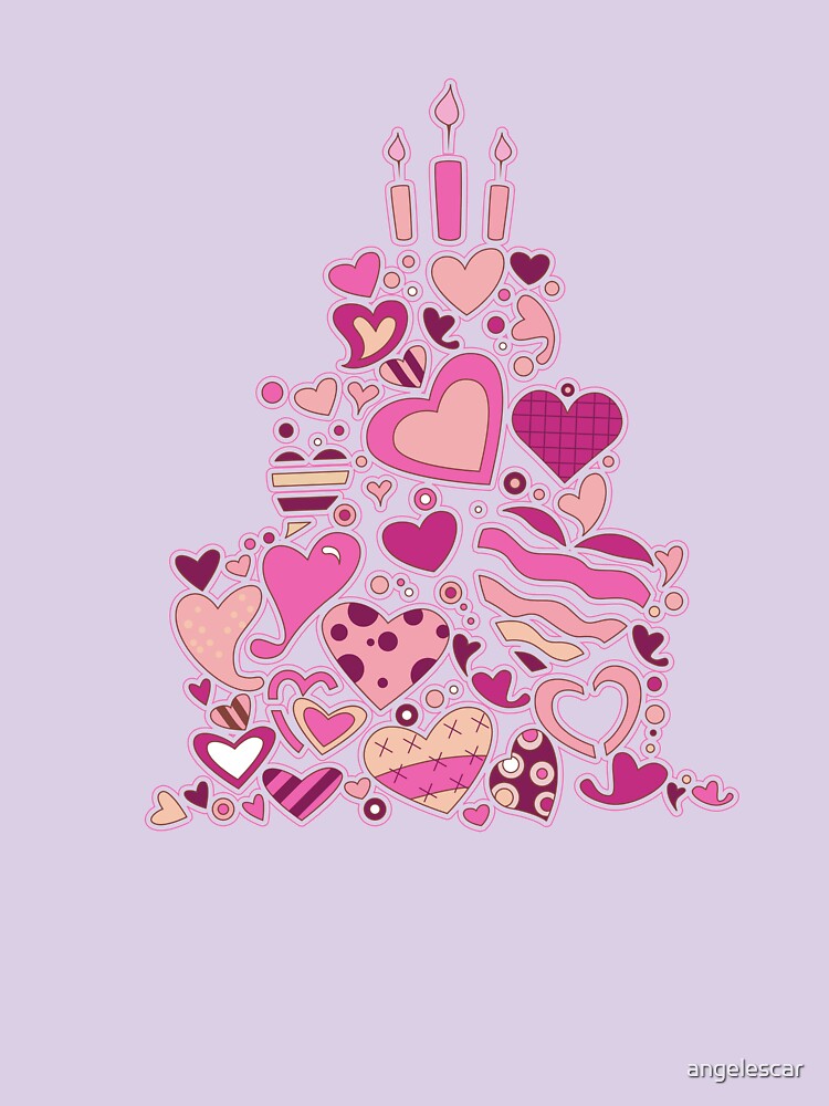 pink hearts cake by angelescar