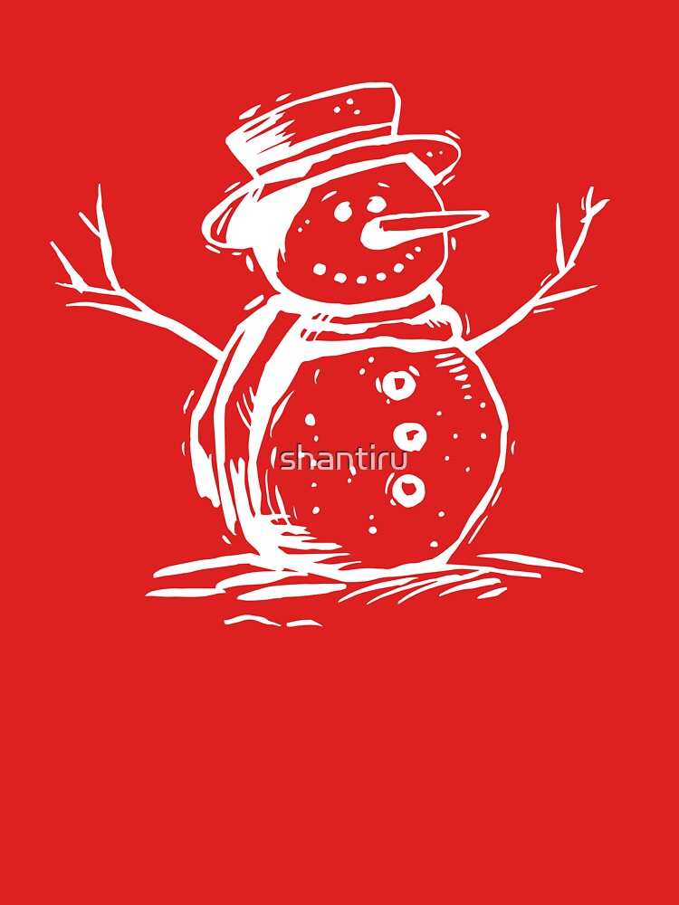 snowman winter funny holiday Christmas cute drawing White by shantiru