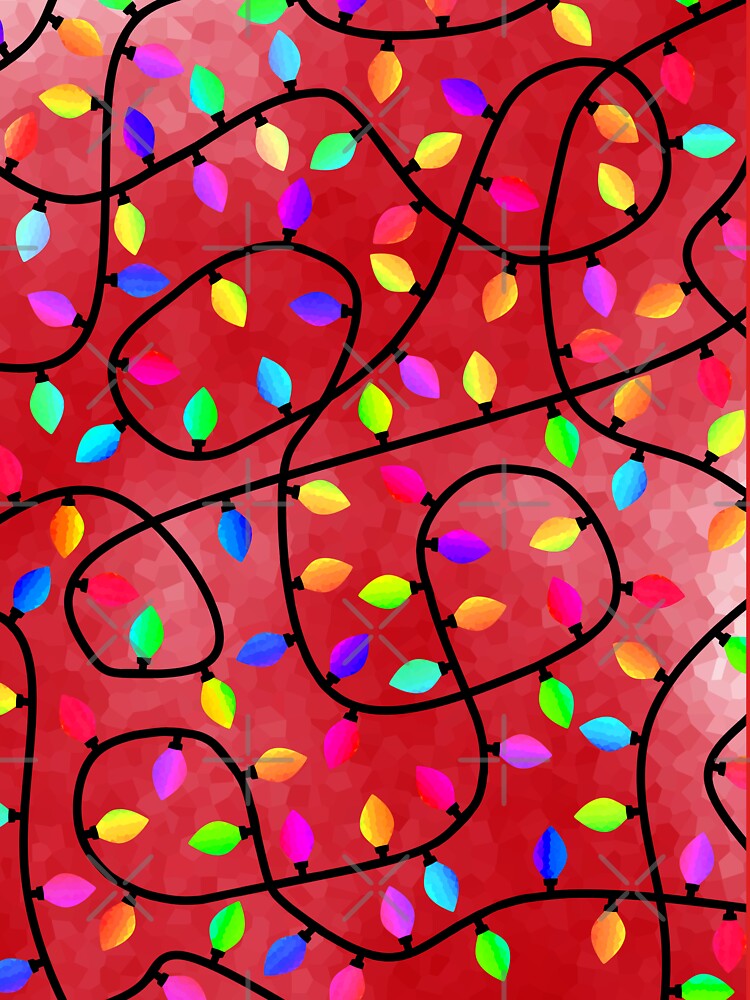 Christmas Tree Lights On Red by Sartoris Art
