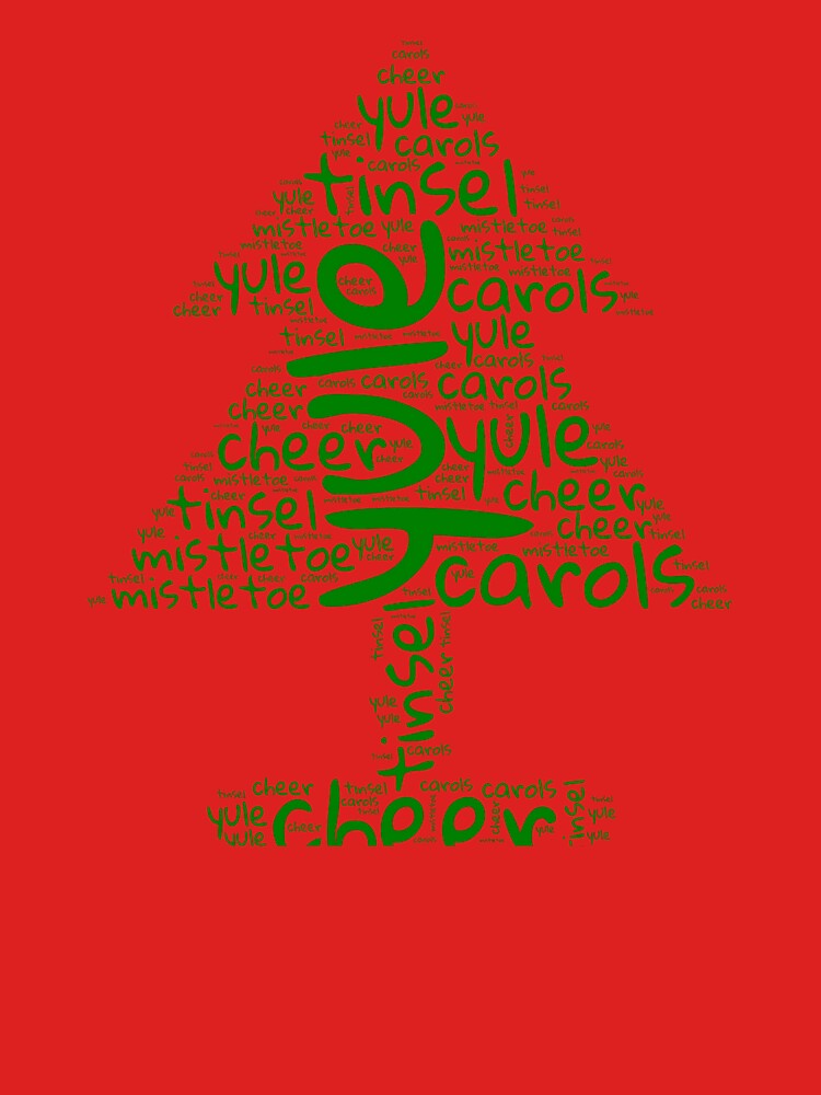 Christmas Tree Word Art Cheer Yule Tinsel Design by LavenderBliss