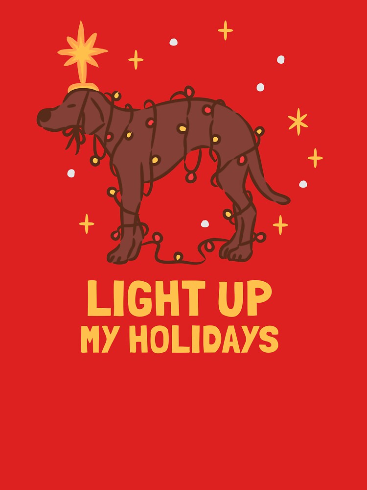 Cute Dog tangled in Christmas Lights with Star by monkik
