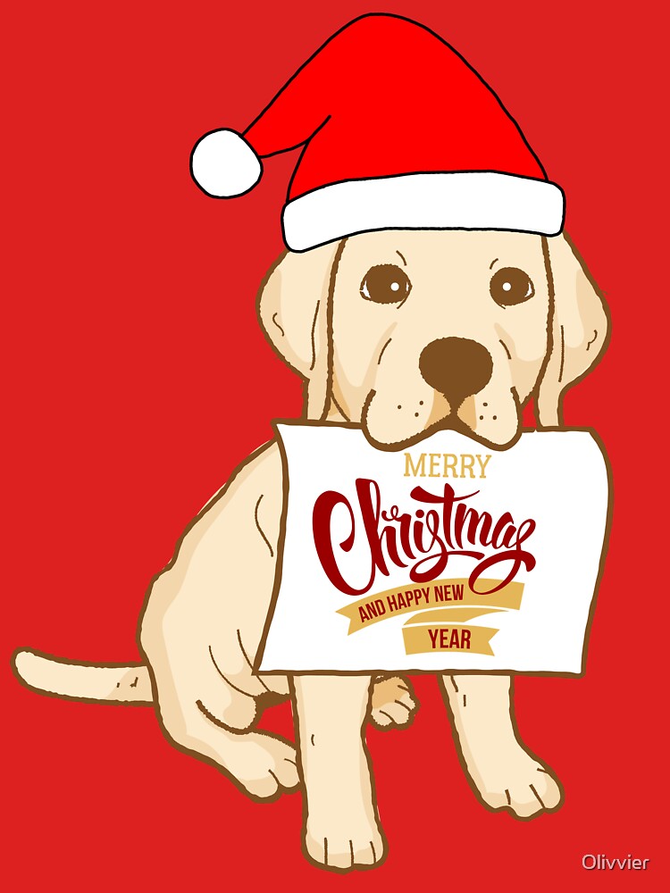 Cute Labrador Puppy With Santa Claus' Hat 12 - Merry Christmas, Perfect For Animal Lovers by Olivvier