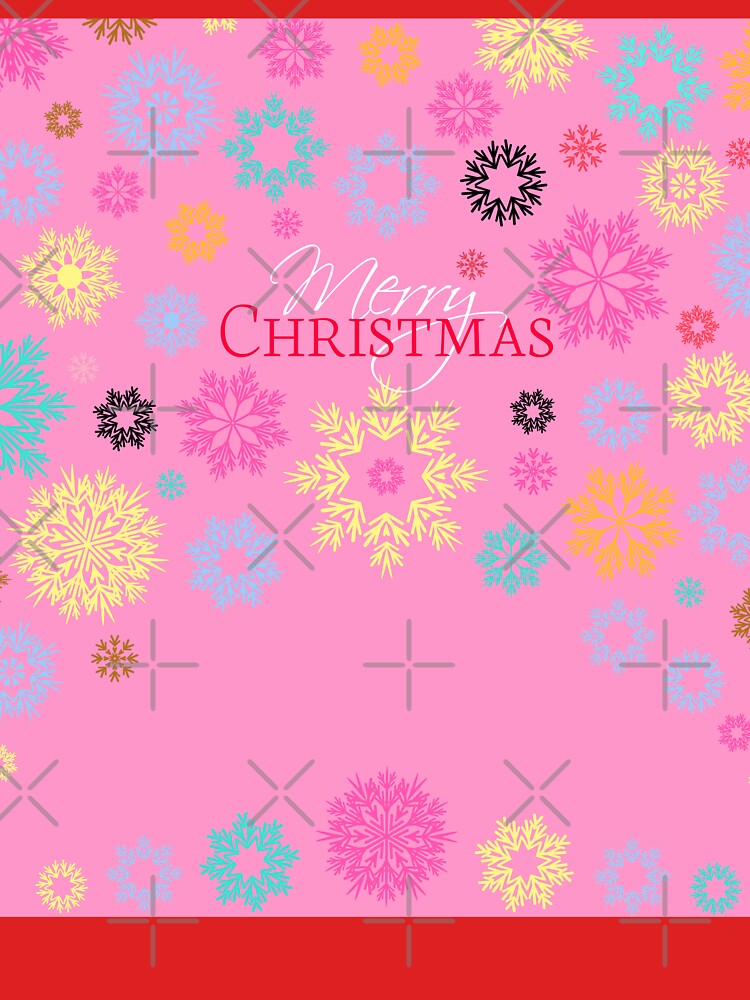 Merry Christmas Pink Dress Multicolored Snowflakes by Ross-Sergey