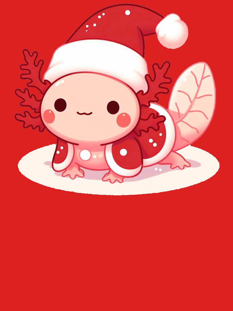 Cute Christmas Axolotl with Kris Kringle hat by Mr Pyuku