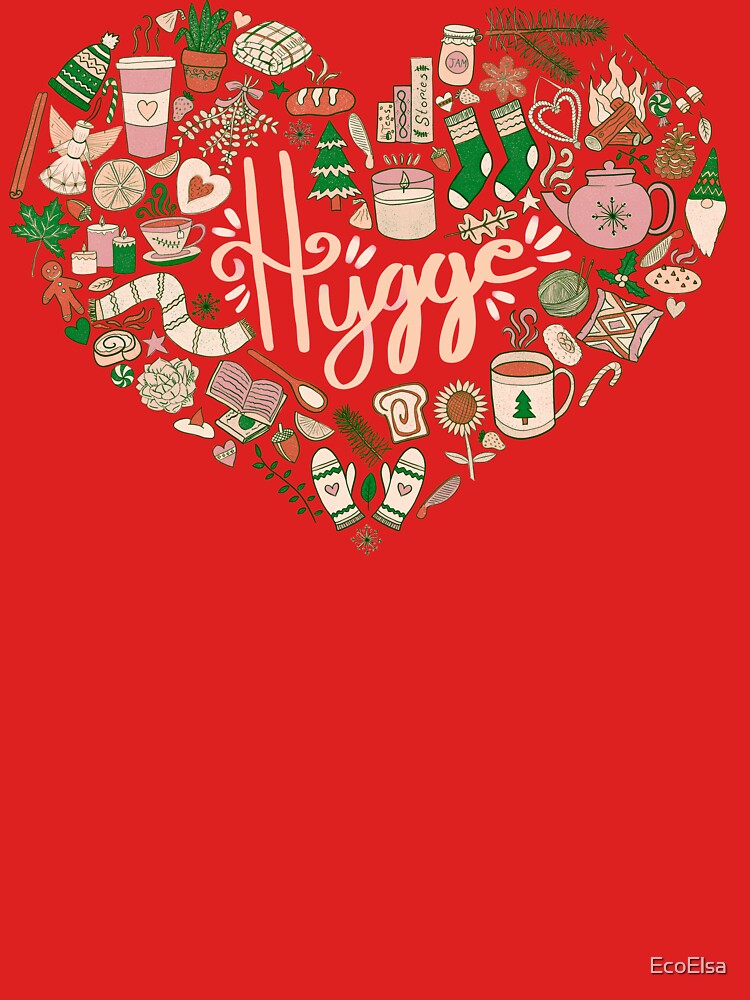 Hygge Doodle Heart - Christmas Palette & Dark Red by EcoElsa