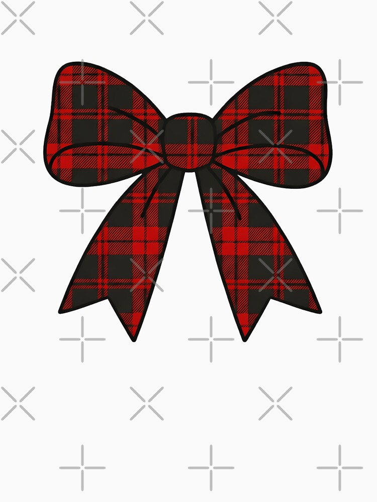 Cute Red Plaid Bow – Cozy Christmas Illustration by The High Hippo