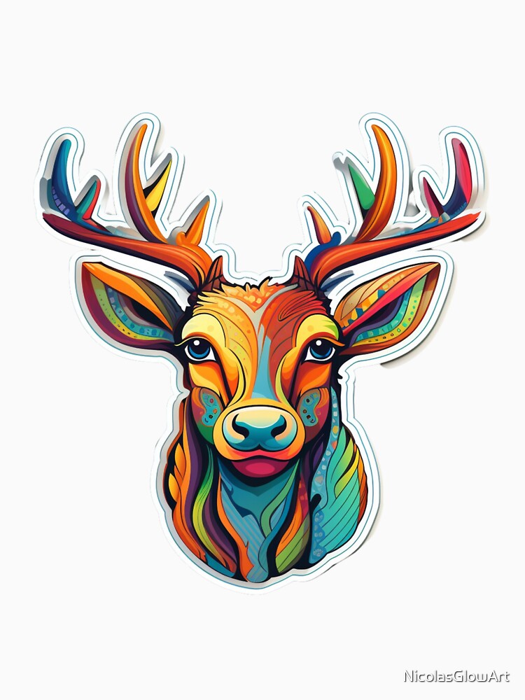 Colorful Reindeer Sticker by NicolasGlowArt