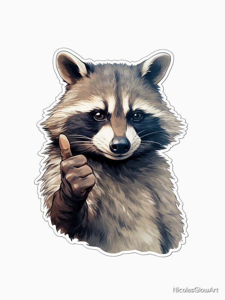 Raccoon Thumbs Up | Sticker by NicolasGlowArt