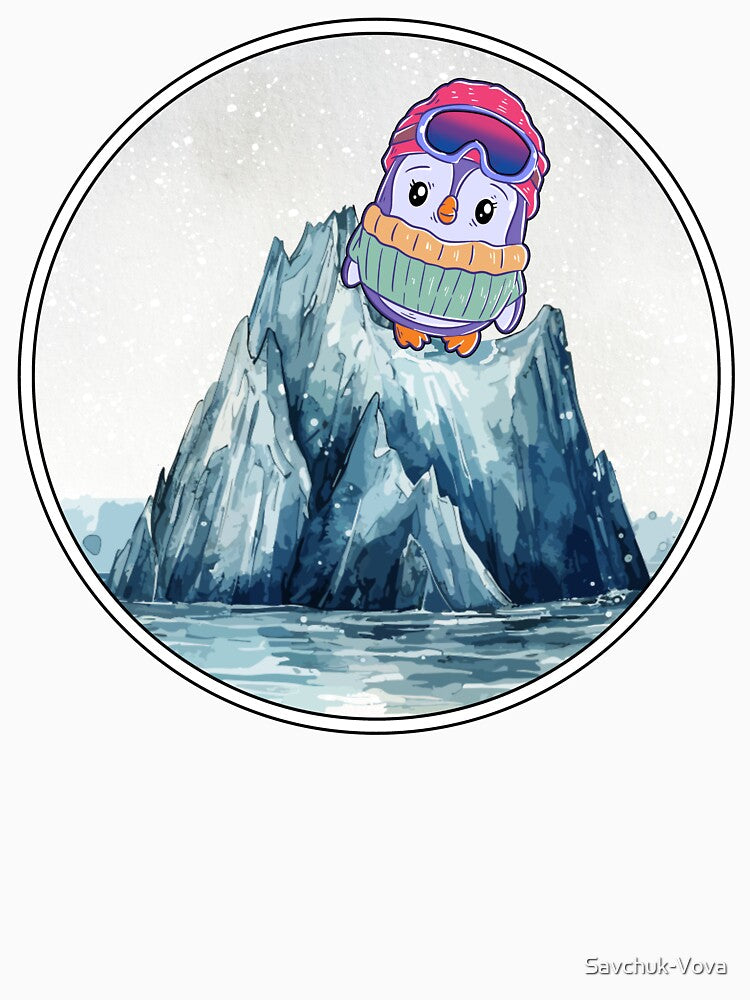 Cute Penguin in Ski Goggles in Bisexual Flag Colors by Savchuk-Vova