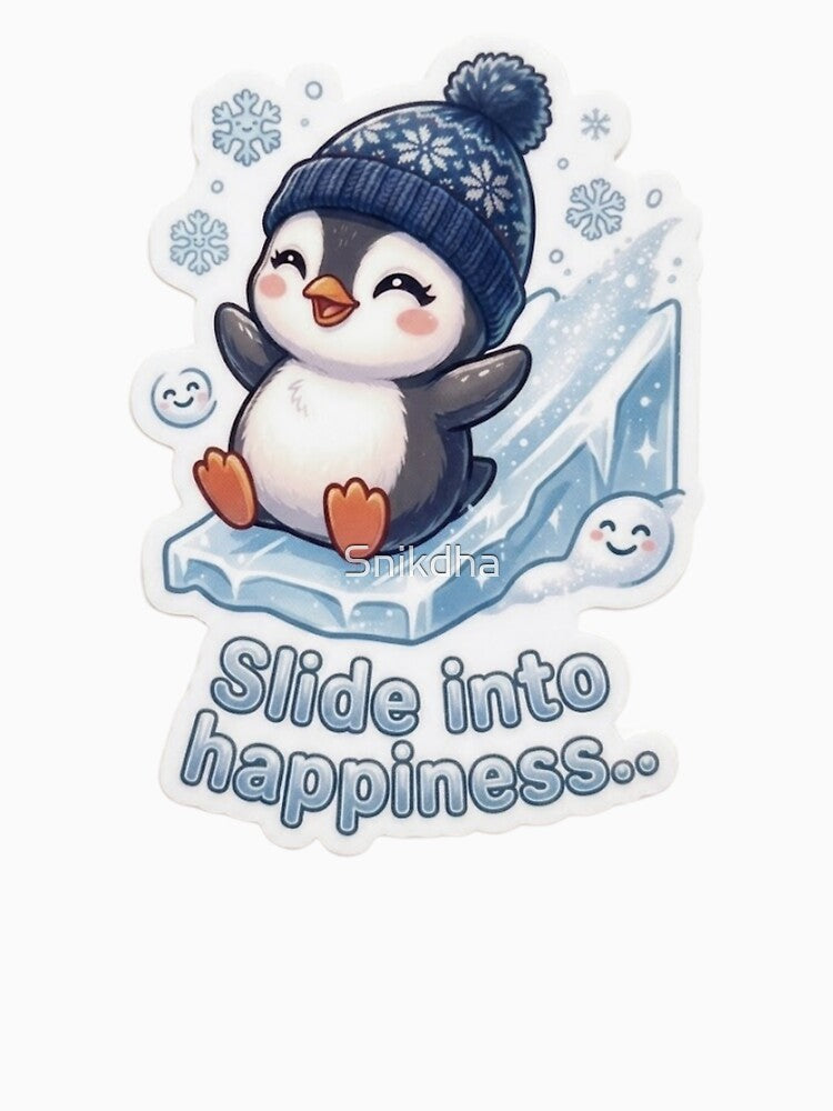 Slide Into Happiness Cute Penguin Winter Sticker by Snikdha