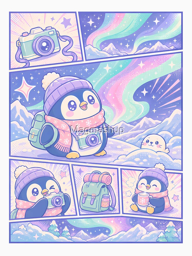Kawaii Aurora Penguin Explorer Comic Panel by Magmashup