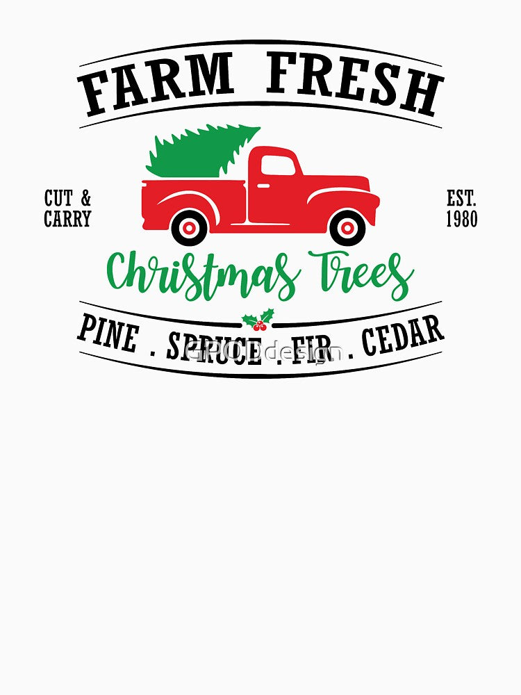 Farm Fresh Christmas Trees | Christmas Red Truck by GPODdesign