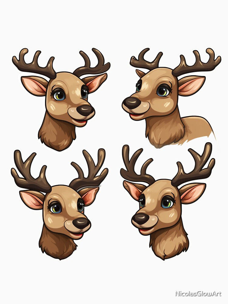 Stickers Of Reindeer by NicolasGlowArt