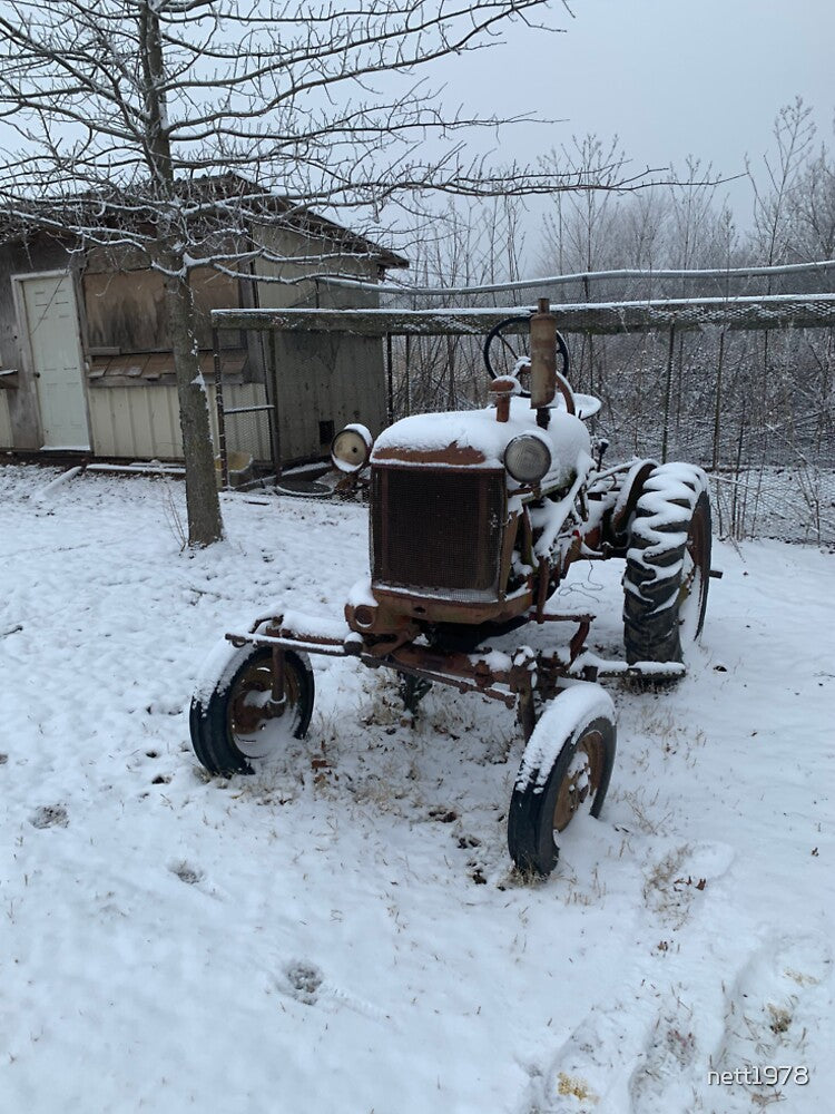 Antique Tractor on a Snowy Day by nett1978