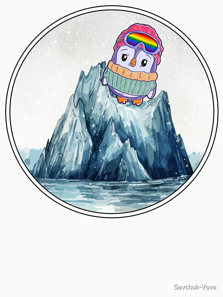 Cute Penguin in Ski Goggles in Rainbow Flag Colors by Savchuk-Vova
