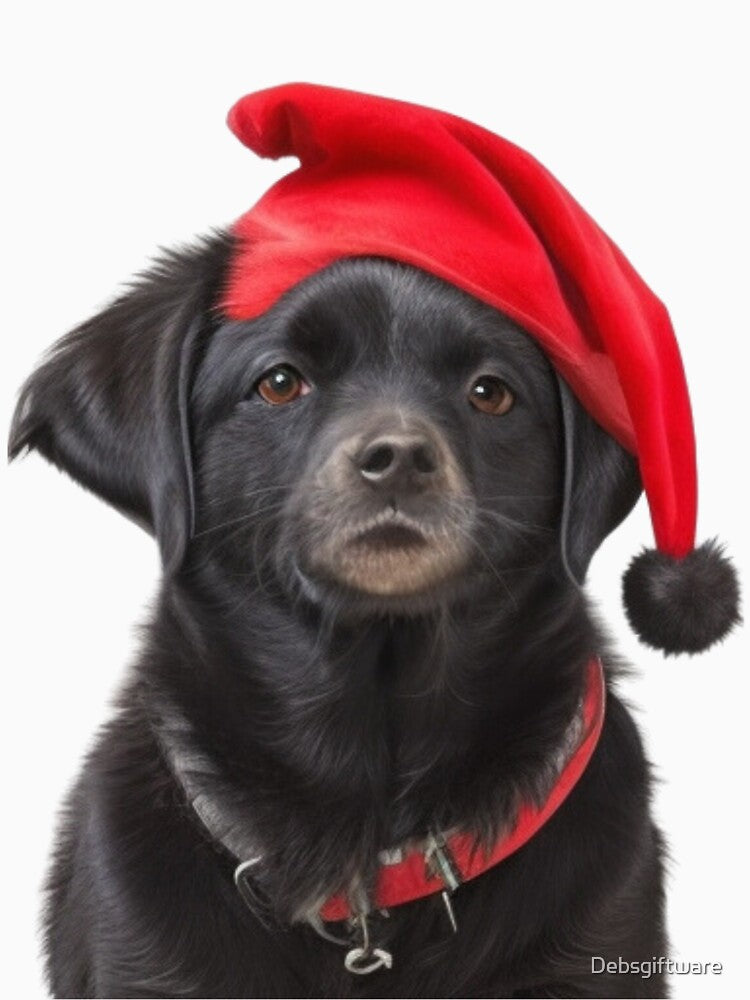 Black Labrador Santa dog.  Merry Christmas by Debsgiftware