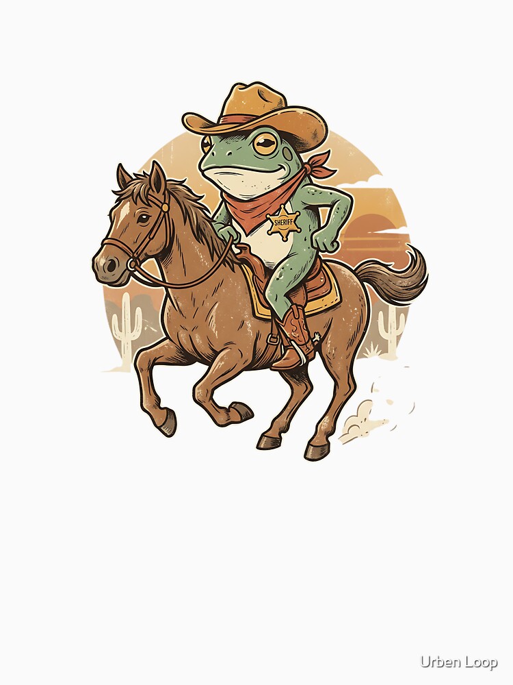 Vintage Cowboy Frog Riding Horse Shirt, Retro Western Graphic Tee by Urben Loop