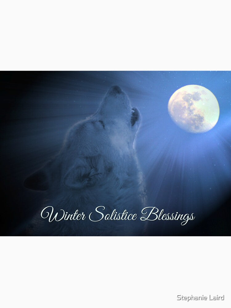 Wolf and Moon Winter Solstice Blessings by Stephanie Laird