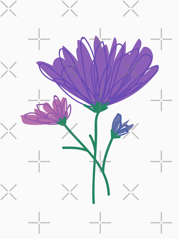 purple, pink and blue flowers by renmei-studios
