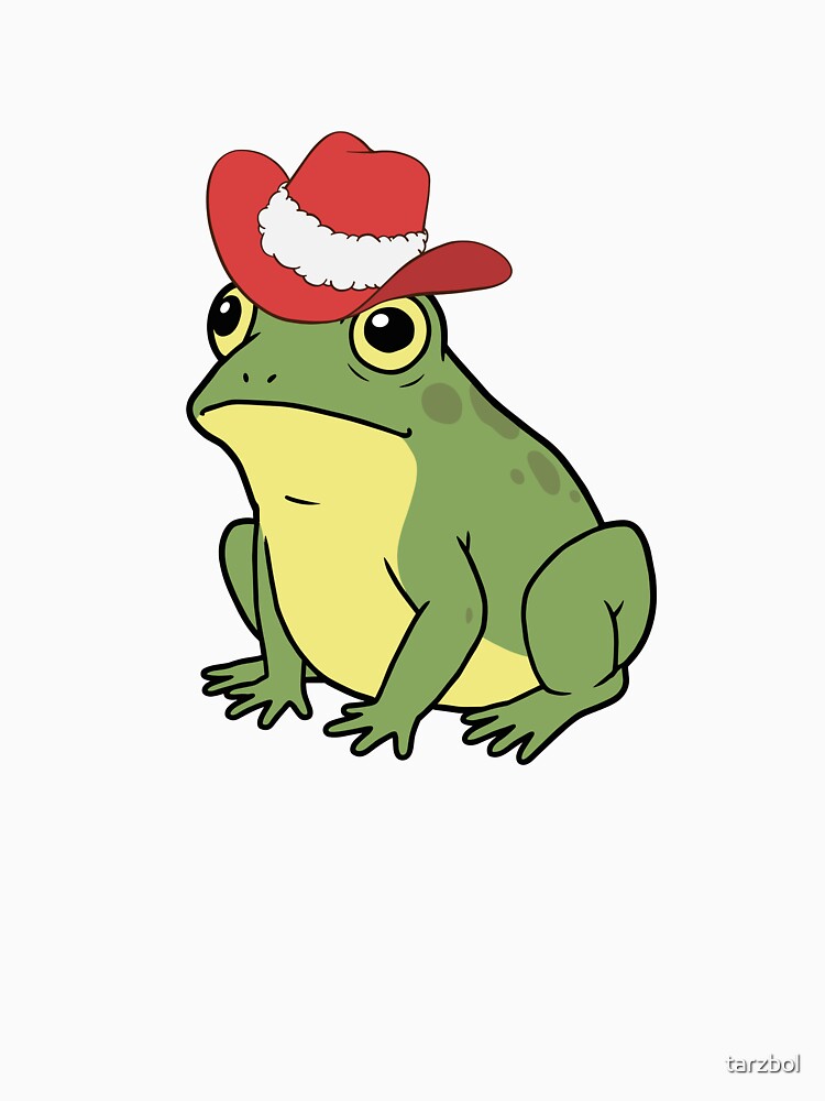 Cute Frog Wearing Santa Hat Illustration by tarzbol