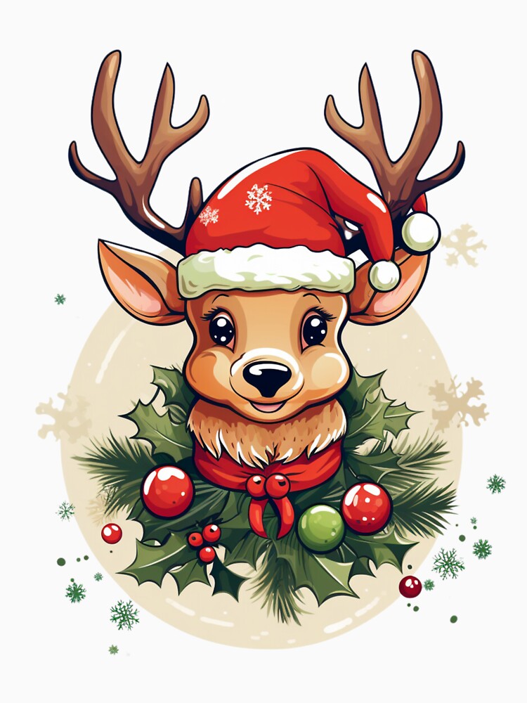 Adorable cute christmas reindeer smiling by TomxDesign
