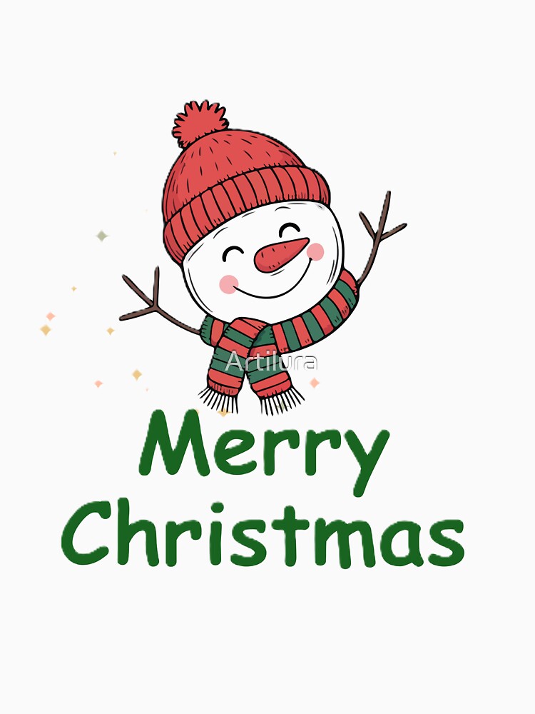 Cute Merry Christmas Snowman Illustration. by Artilura