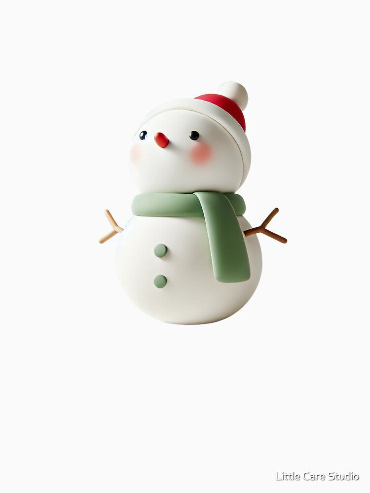 Adorable Snowman with Green Scarf and Hat by Little Care Studio
