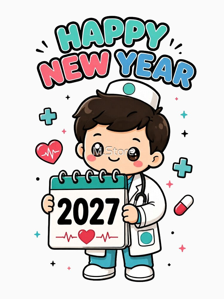 Cute Doctor Happy New Year 2027 by M.Store
