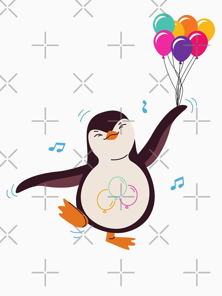 Penguin With Balloons - Trending by Cosmic Retro