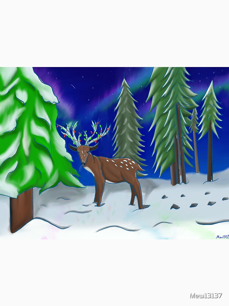 Deer in the Northern Lights by Mew13137