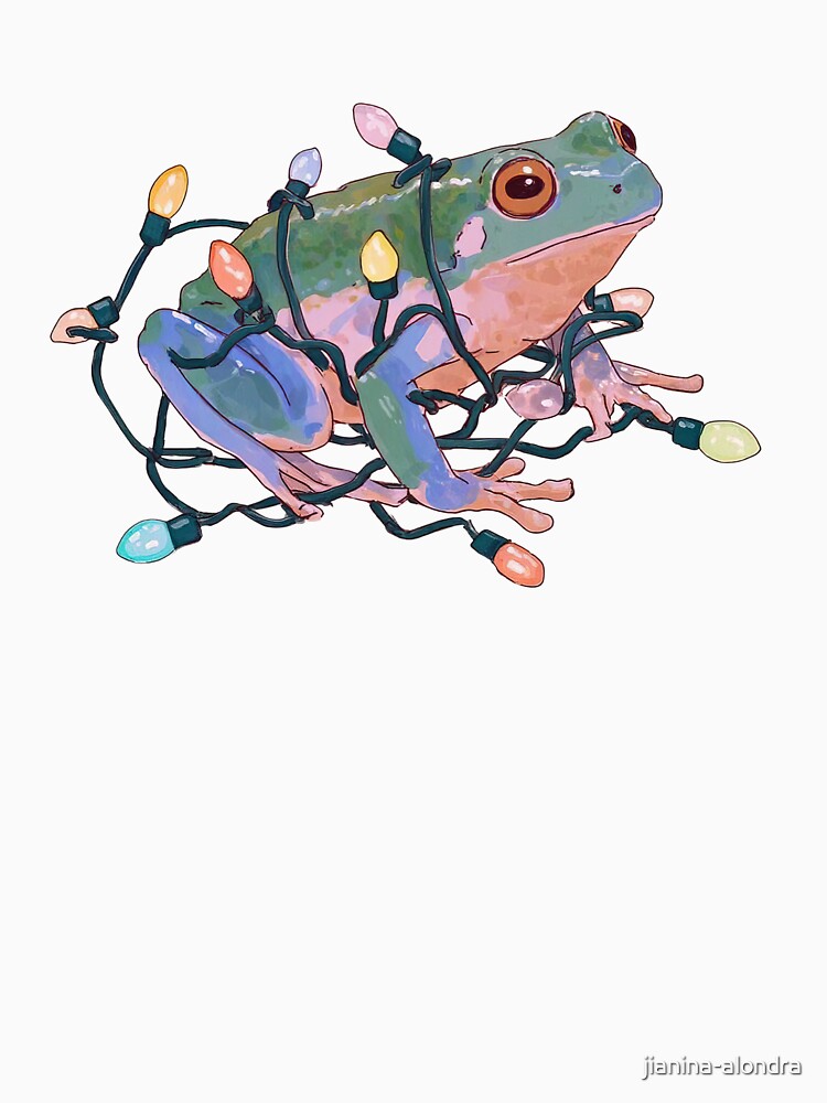Frog Tangled In Christmas Lights by jianina-alondra