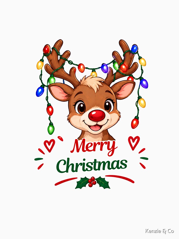 Merry Christmas Reindeer Cartoon by Kenzie & Co