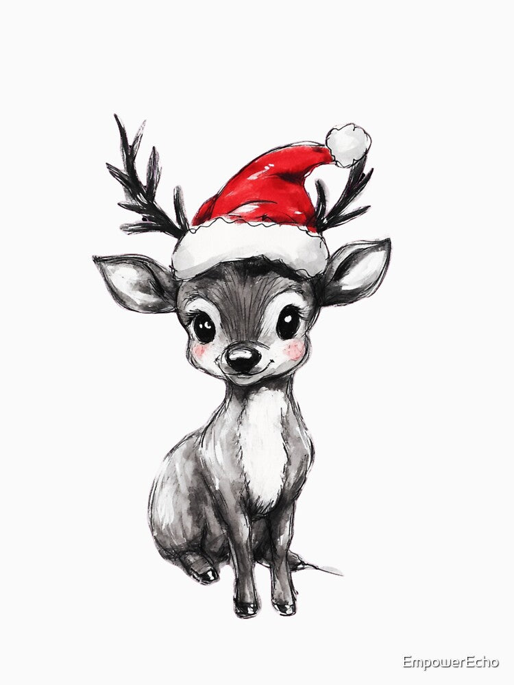 Reindeer with a red hat for Christmas by EmpowerEcho