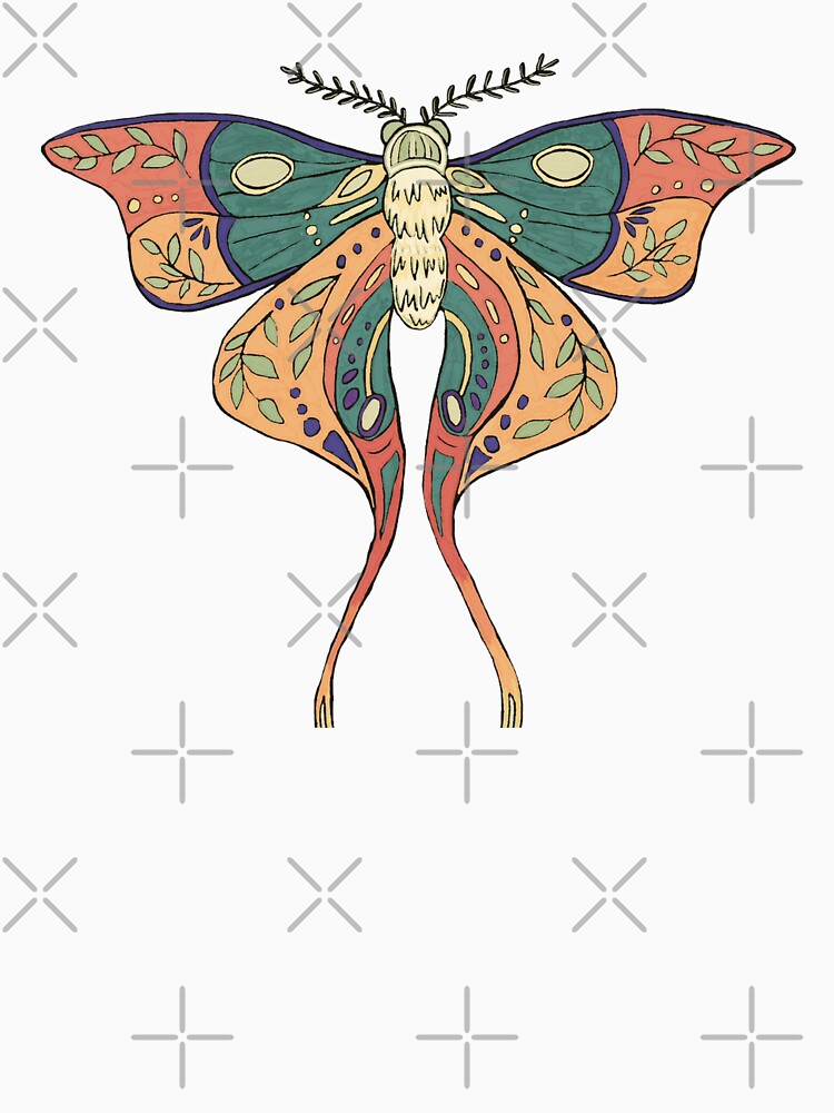 Coral and Green Moth by Katno66