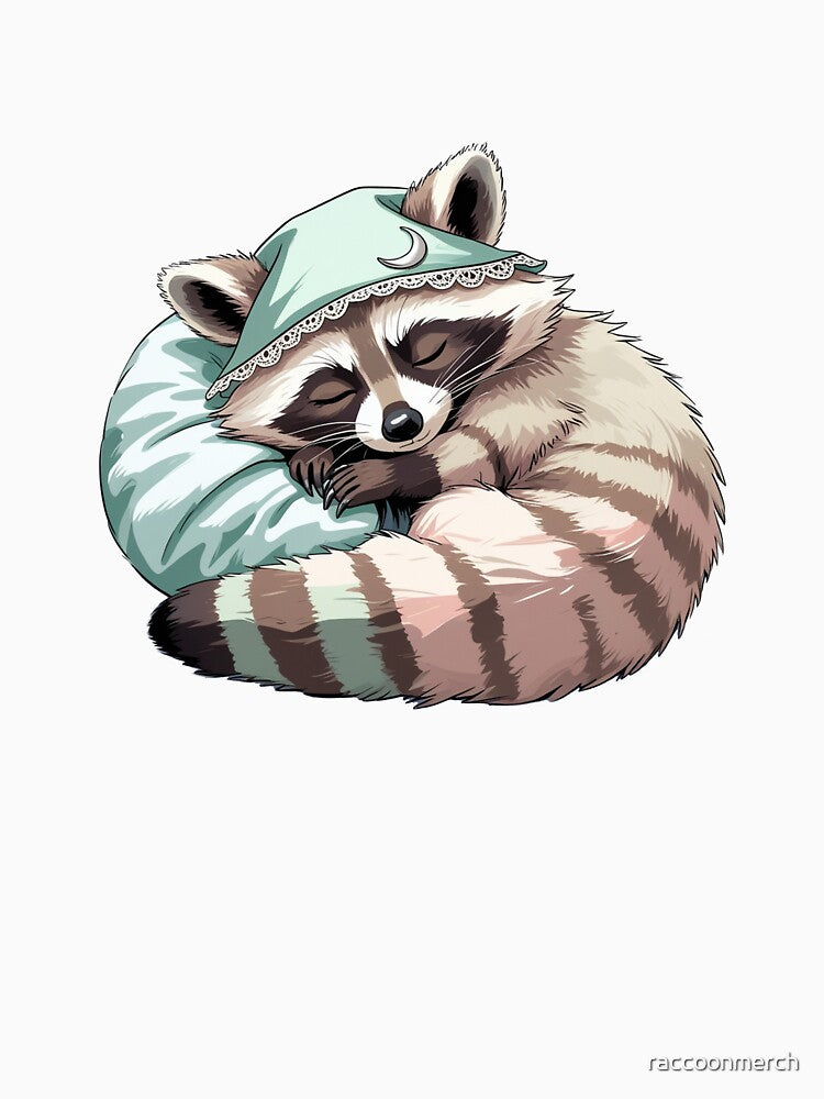 Sleeping Raccoon with Pillow | Cute Cozy Animal Illustration by raccoonmerch