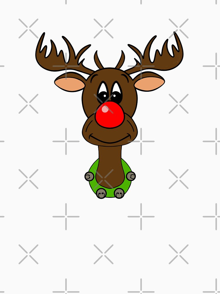 Cute Christmas Red Nose Reindeer by Sartoris Art