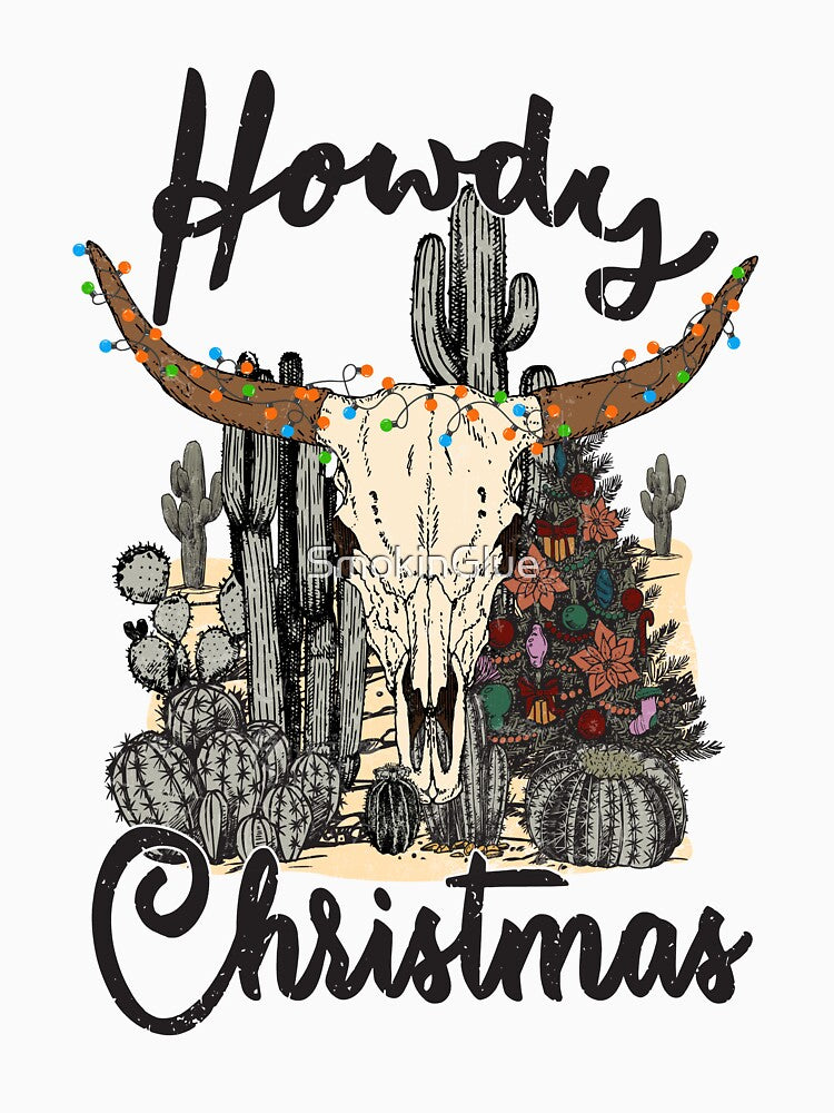 Howdy Christmas Western Cow Skull by SmokinGlue
