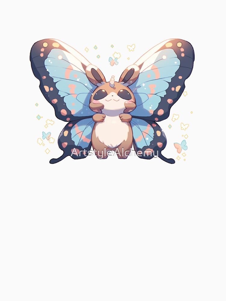 Cute Chibi Adorable Moth Smiling Fairy - Shiny Sparkles by ArtstyleAlchemy